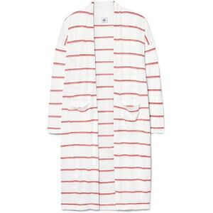 CAbi Stroll Longline Cardigan White Orange Stripe Small Lightweight Basic Staple